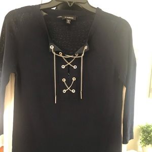 Le chateau tunic navy viscose and nylon sweater